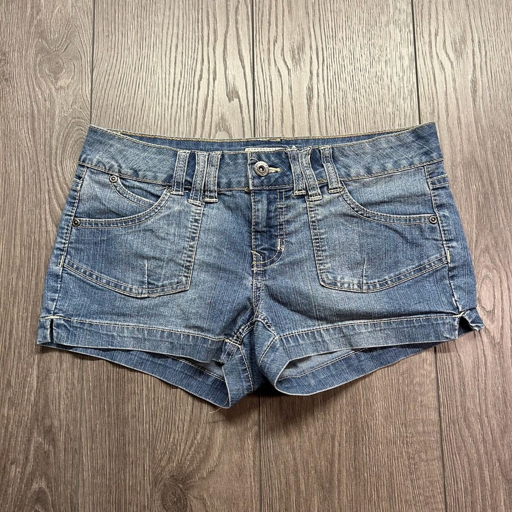 725 Originals Womens Blue Denim Low Rise Y2K 30W Jean Shorts Size 7 Medium Wash
